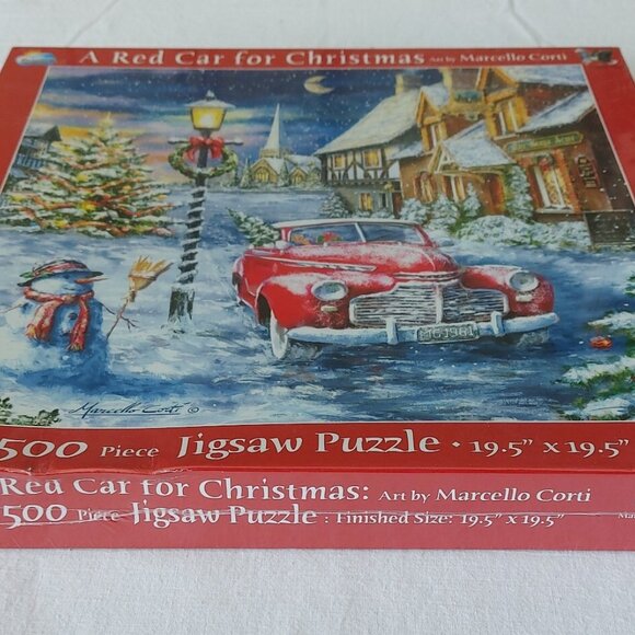 A RED CAR FOR CHRISTMAS - 500 pc Nostalgic Vtg Jigsaw Puzzle by SUNSOUT *NEW - Picture 2 of 2
